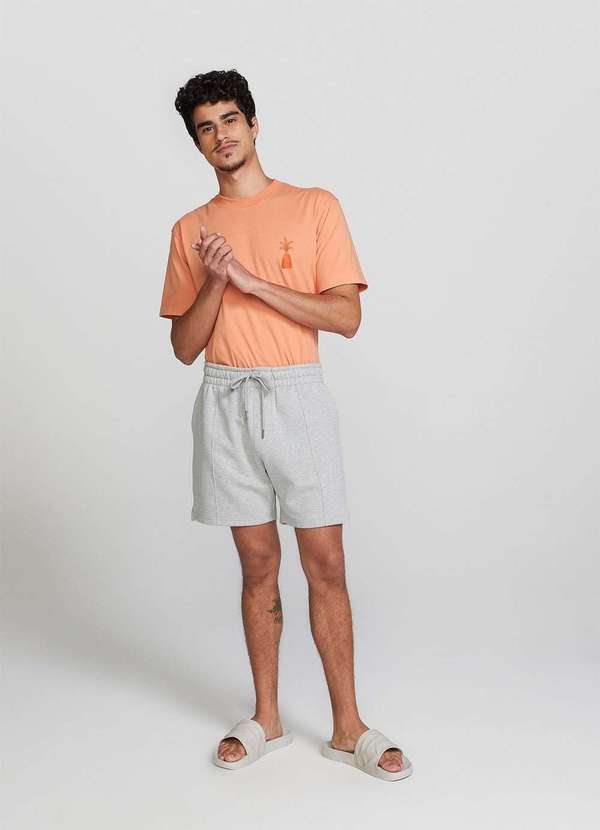 Hering - Bermuda Basica em Moletom Masculina Reta Cinza 3