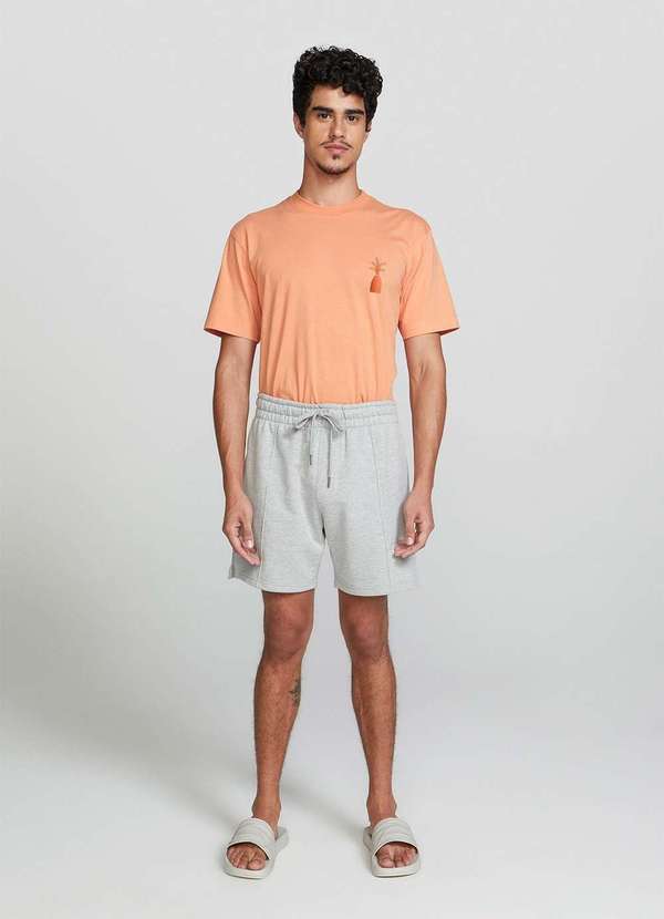 Hering - Bermuda Basica em Moletom Masculina Reta Cinza 7