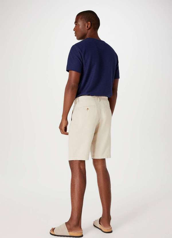 Hering - Bermuda Basica Masculina Chino em Linho com Amarracao Bege 3