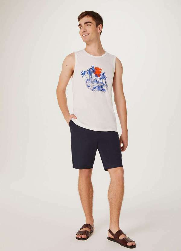 Hering - Bermuda Basica Masculina Reta em Sarja Azul