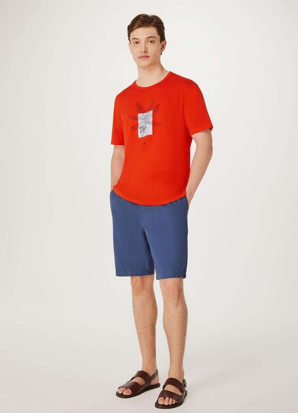 Hering - Bermuda Basica Masculina Reta em Sarja Azul