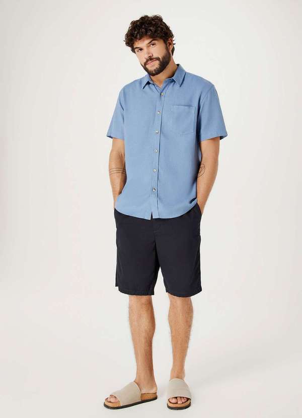 Hering - Bermuda Basica Masculina Reta em Sarja Preto 2