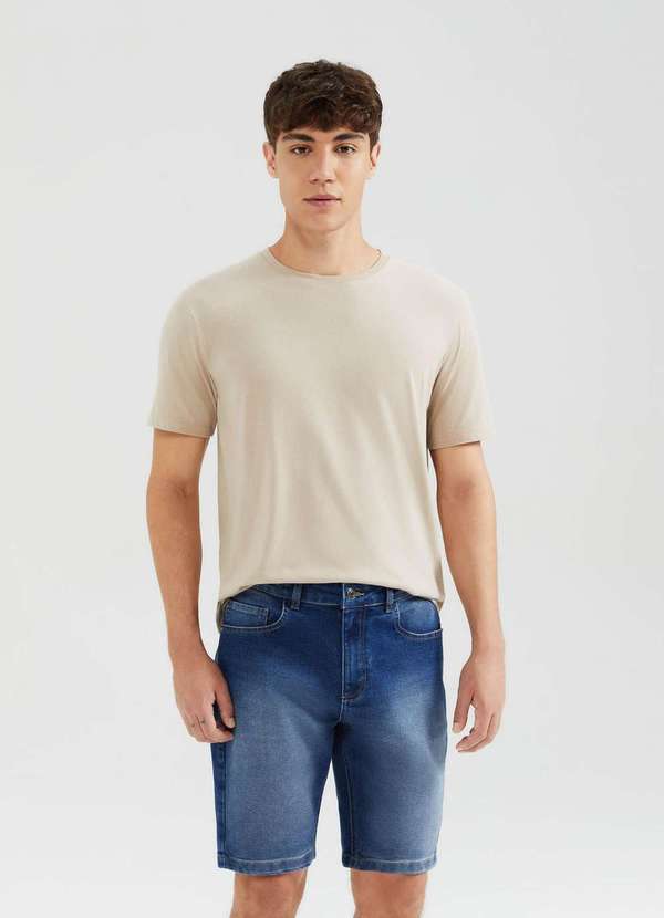 Hering - Bermuda Jeans Masculina Reta com Elastano Azul 5