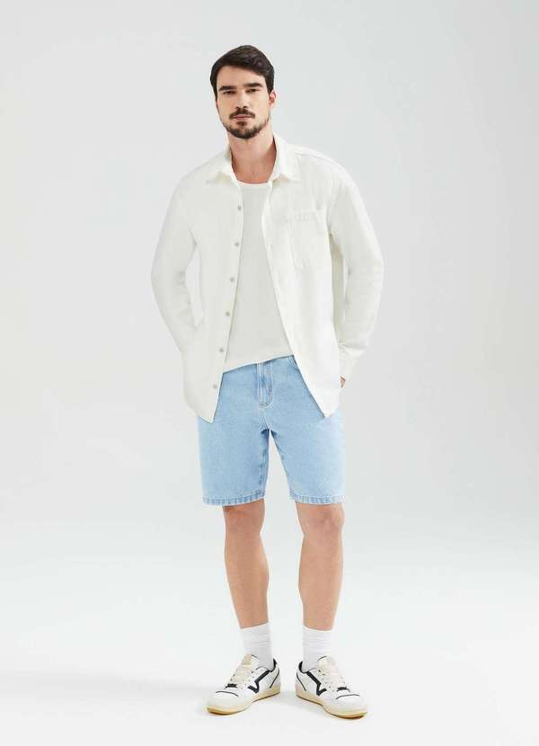 Hering - Bermuda Jeans Reta Masculina Azul