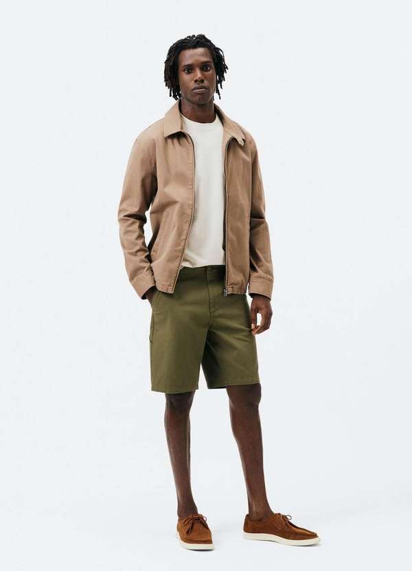 Hering - Bermuda Masculina Carpinteiro em Sarja Texturizada Verde