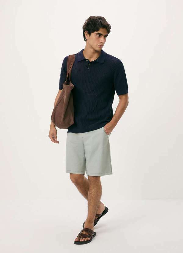 Hering - Bermuda Masculina Chino em Sarja Peletizada Azul