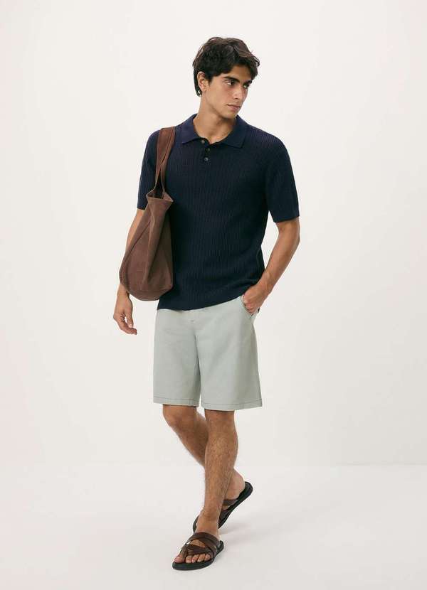 Hering - Bermuda Masculina Chino em Sarja Peletizada Azul 3