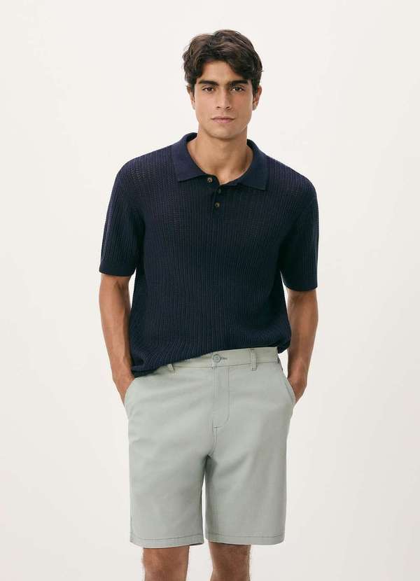 Hering - Bermuda Masculina Chino em Sarja Peletizada Azul 5