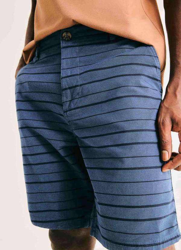 Hering - Bermuda Masculina Fio Tinto Listrada Azul 3