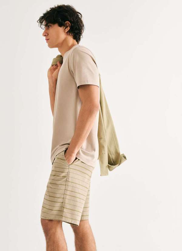 Hering - Bermuda Masculina Fio Tinto Listrada Verde 2