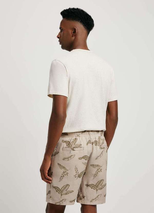 Hering - Bermuda Masculina Floral em Linho Bege 3