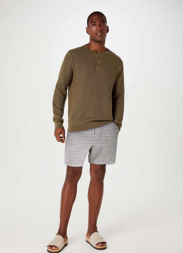 Hering Bermuda Masculina Jogger Rustica Listrada Cinza