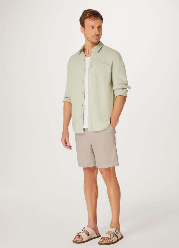 Hering - Bermuda Masculina Reta Fio Tinto Cinza