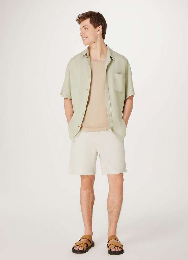 Hering - Bermuda Masculina Reta Fio Tinto Cinza