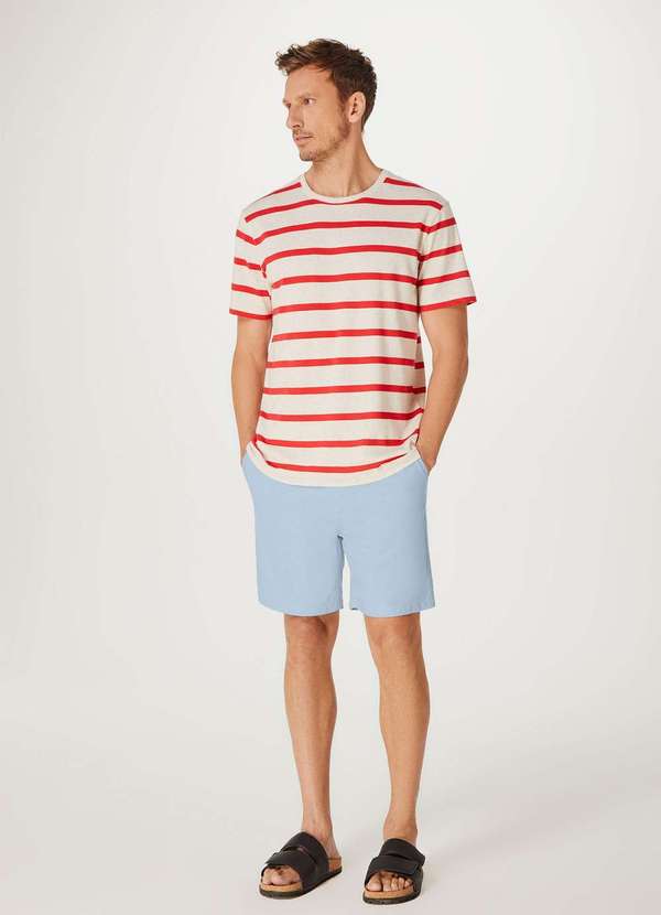 Hering - Bermuda Masculina Reta Fio Tinto Azul