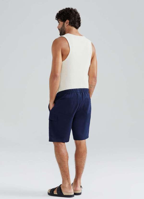 Hering - Shorts Masculino Cargo com Linho Azul 2