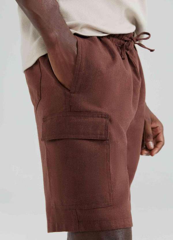 Hering Shorts Masculino Cargo com Linho Marrom