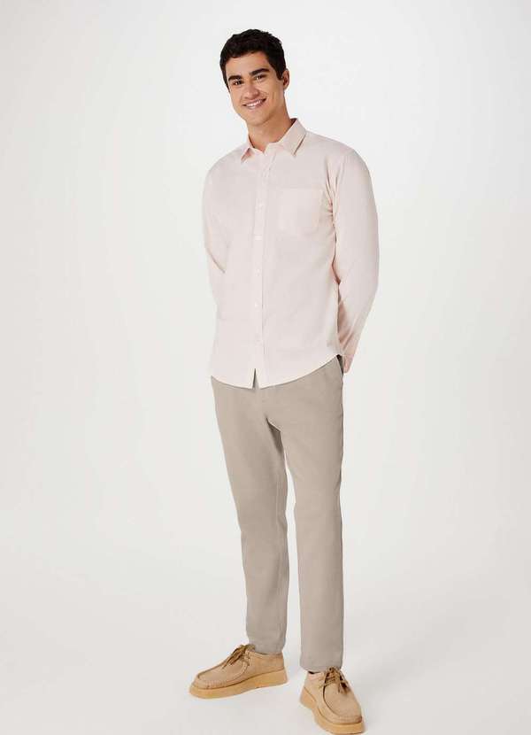 Hering - Calca em Sarja Masculina Taper Chino Peach Touch Marrom