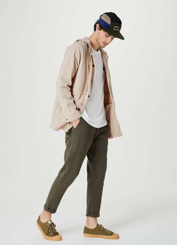 Hering - Calca em Sarja Masculina Taper Chino Peach Touch Verde 5