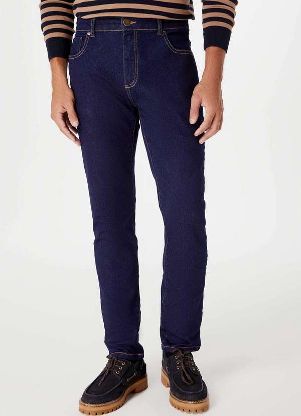 Hering - Calca Jeans Basica Masculina Skinny com Elastano Azul 2