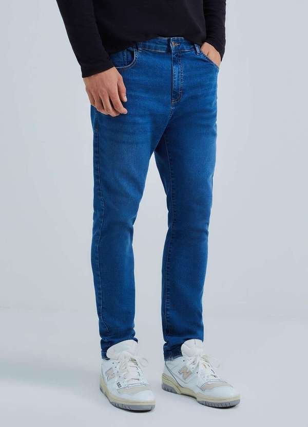Hering - Calca Jeans Basica Masculina Skinny com Elastano Azul 2