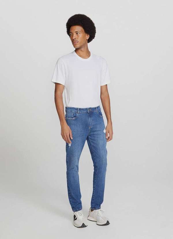Hering - Calca Jeans Masculina Skinny com Elastano Azul 2