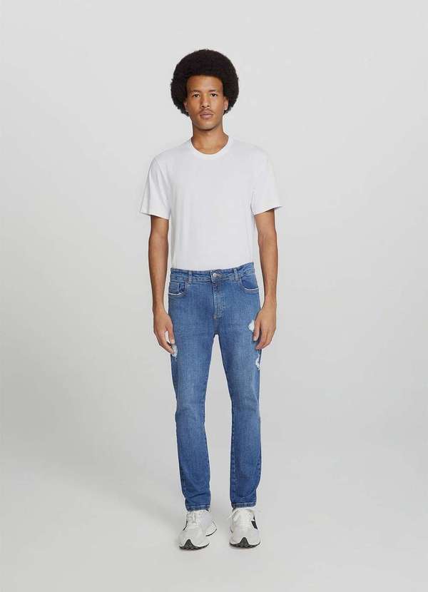 Hering - Calca Jeans Masculina Skinny com Elastano Azul 7