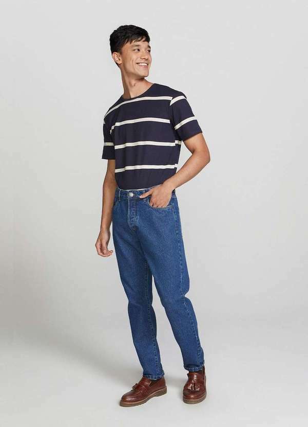 Hering - Calca Jeans Masculina Taper Marmorizada Azul