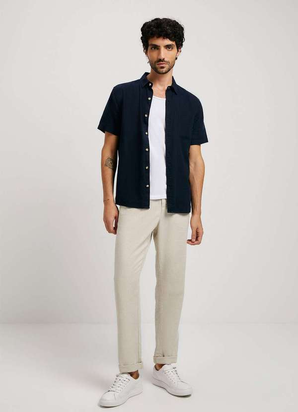 Hering - Calca Masculina Chino em Linho Bege