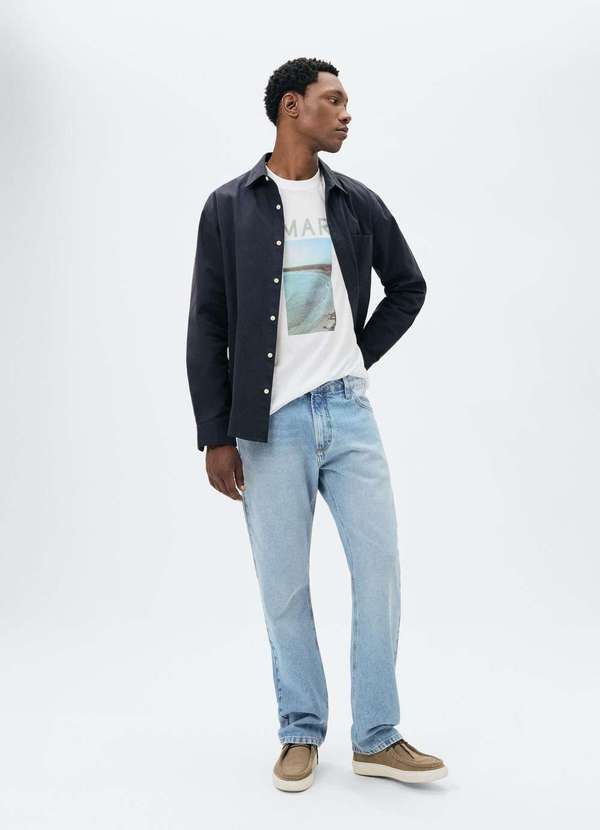 Hering - Calca Masculina Reta em Jeans Azul 2