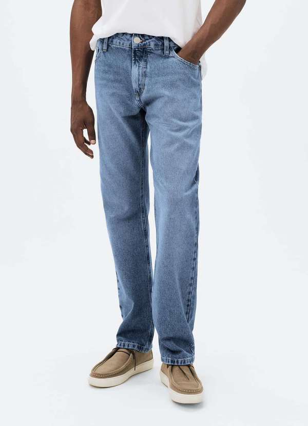 Hering - Calca Masculina Reta em Jeans Azul 4