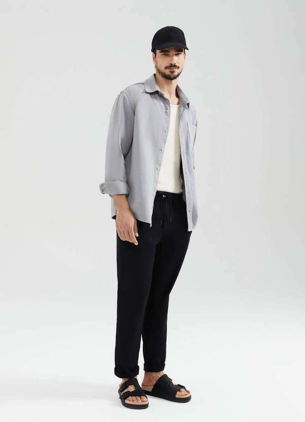 Hering - Calca Masculina Reta em Linho Preto