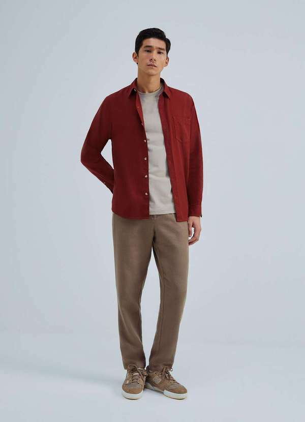 Hering - Calca Masculina Reta em Rami Cinza