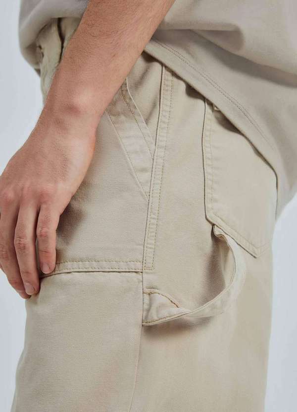 Hering - Calca Masculina Reta em Sarja Texturizada Bege 4