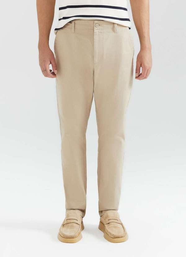 Hering - Calca Masculina Reta em Sarja Texturizada Bege 2