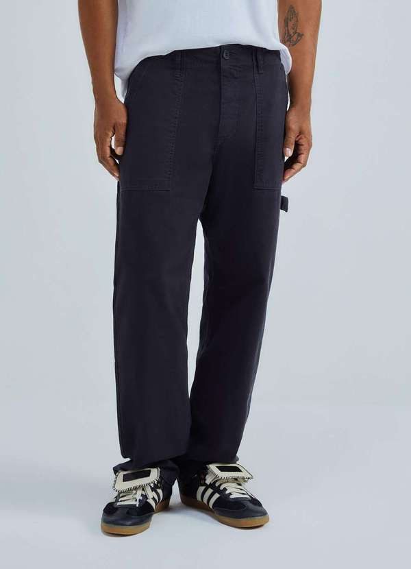 Hering - Calca Masculina Reta em Sarja Texturizada Preto 2