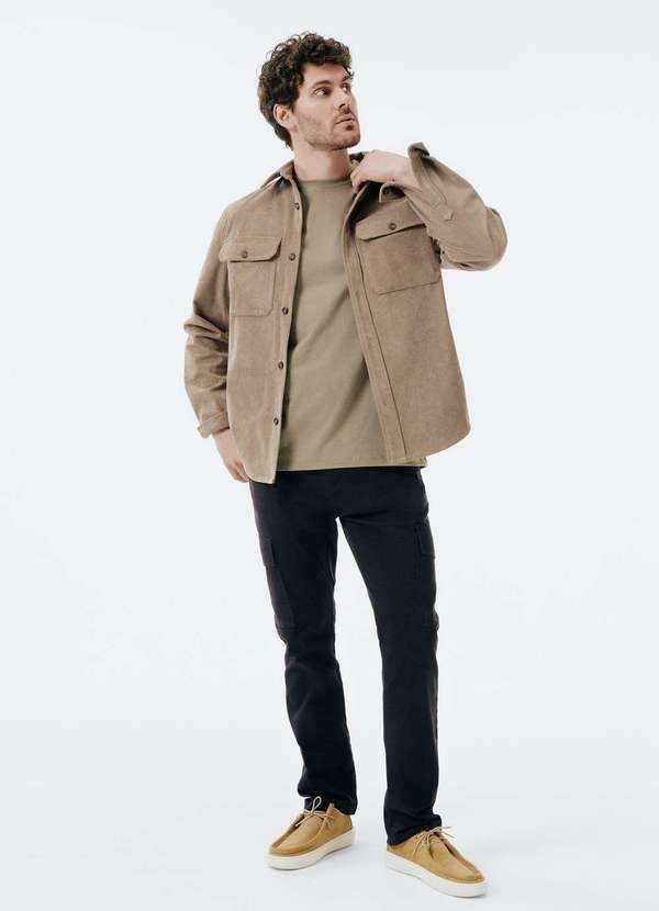 Hering - Calca Masculina Slim Cargo em Sarja Preto