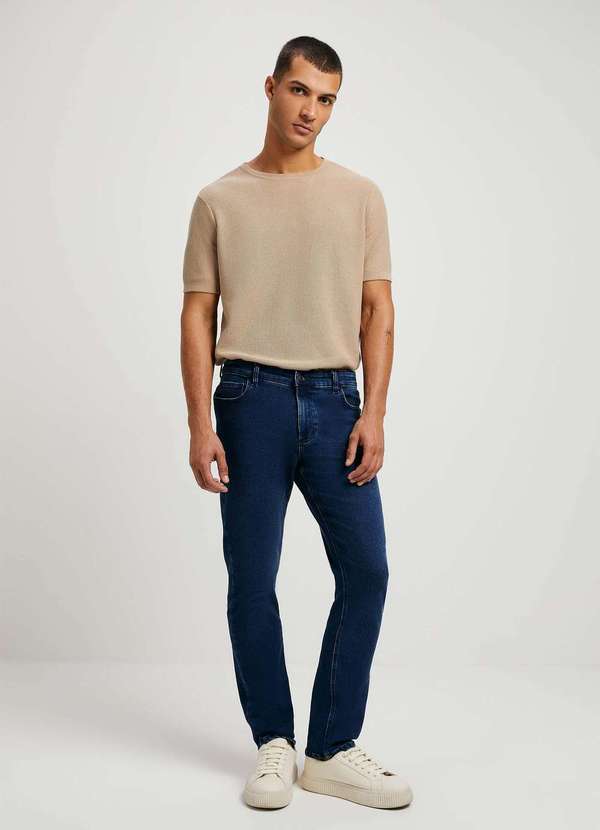 Hering - Calca Masculina Slim em Jeans Moletom Azul