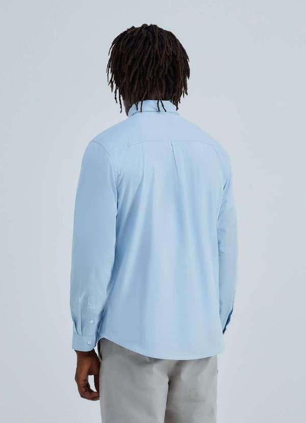 Hering - Camisa Basica Masculina Mangas Longas em Tecido Azul 2