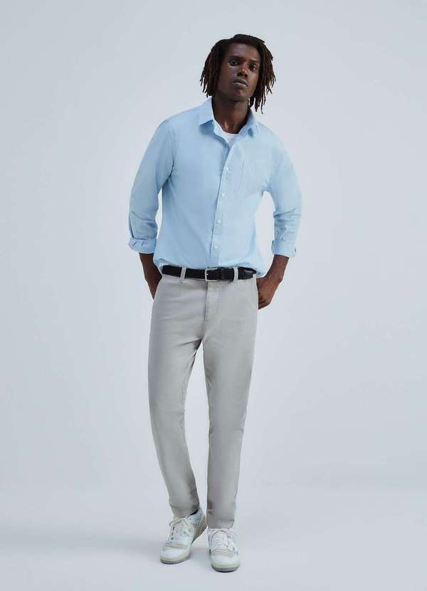 Hering - Camisa Basica Masculina Mangas Longas em Tecido Azul 3