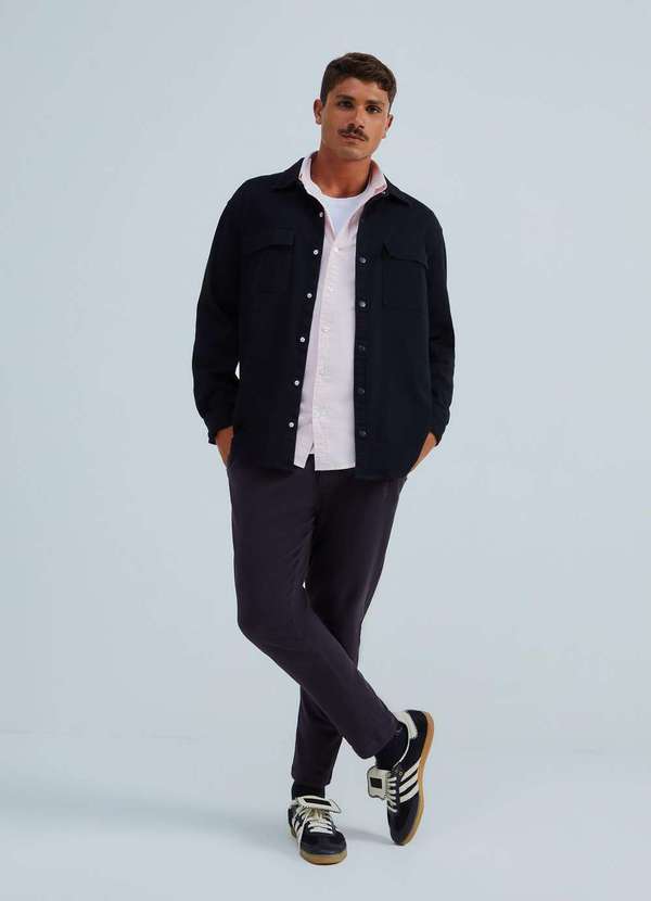 Hering - Camisa Basica Masculina Mangas Longas em Tecido Cinza 2