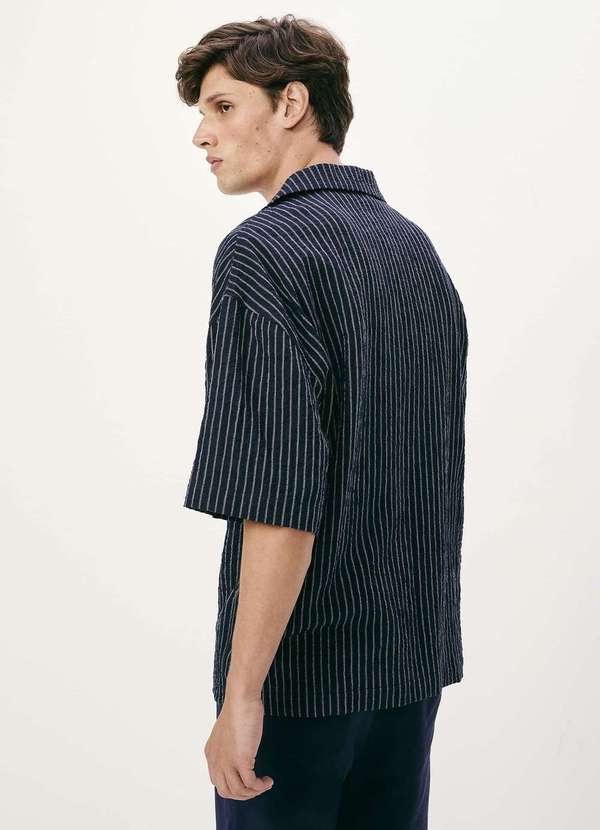 Hering - Camisa Masculina Manga Curta Fio Tinto Azul 3