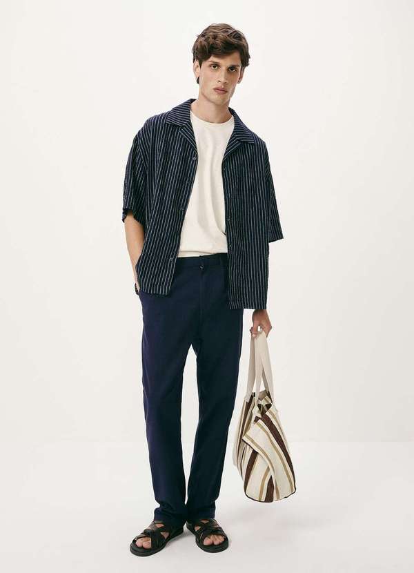 Hering - Camisa Masculina Manga Curta Fio Tinto Azul 4