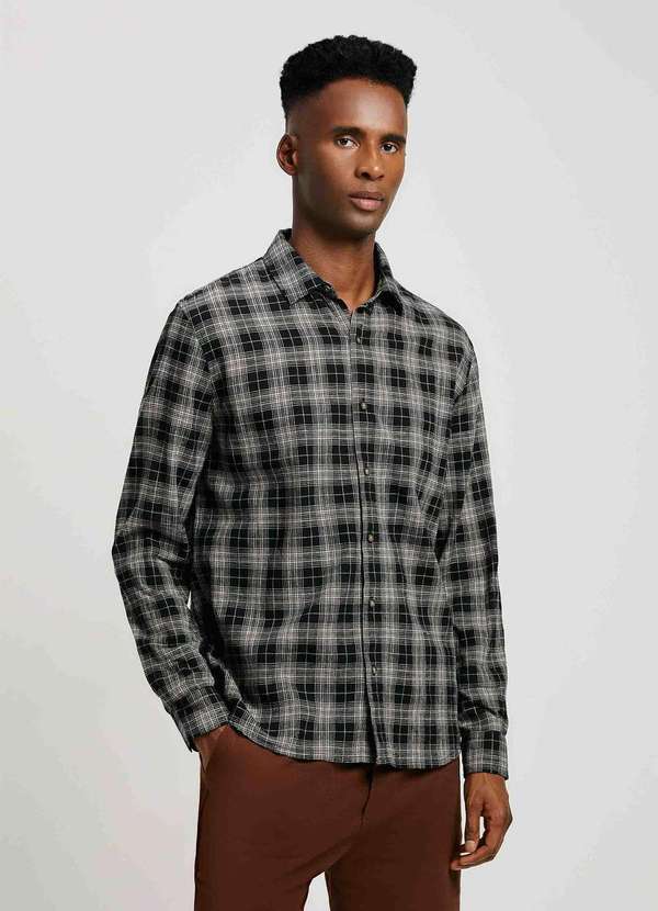 Hering - Camisa Masculina Manga Longa Linho Preto