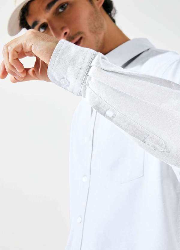 Hering - Camisa Masculina Manga Longa Oxford Branco 2