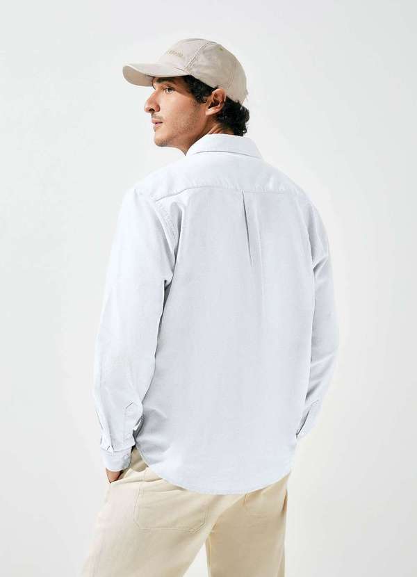Hering - Camisa Masculina Manga Longa Oxford Branco 3