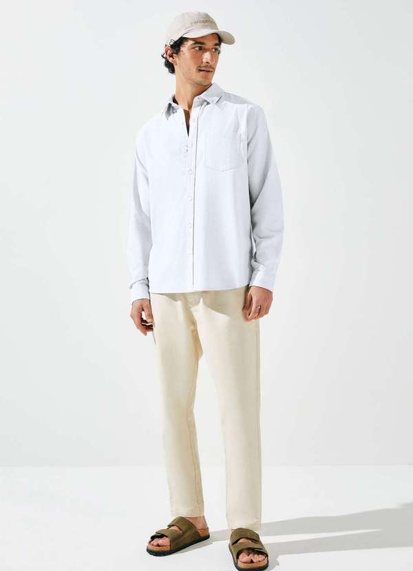 Hering - Camisa Masculina Manga Longa Oxford Branco 4