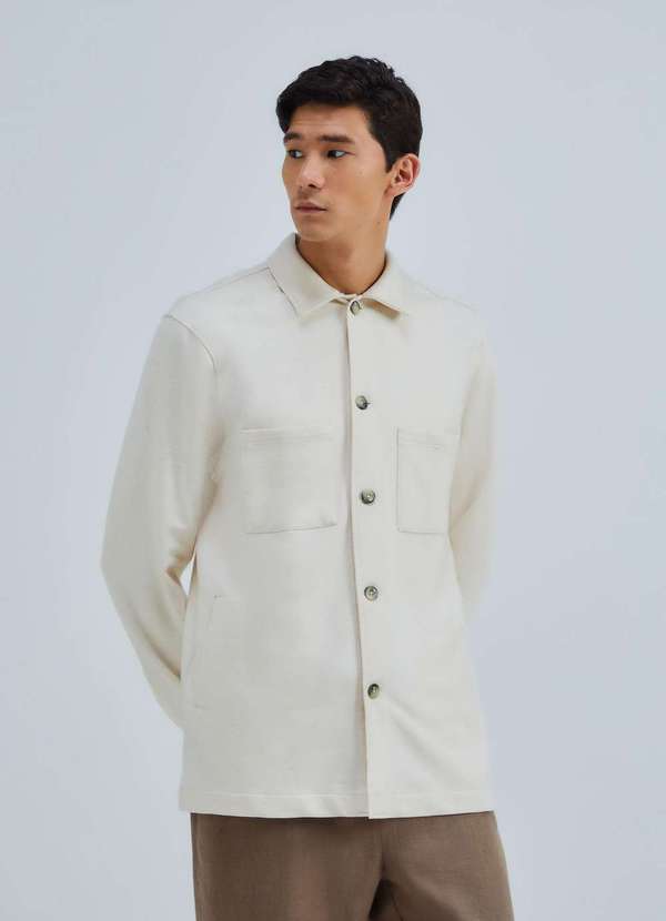 Hering - Camisa Masculina Manga Longa Texturizada Branco 2