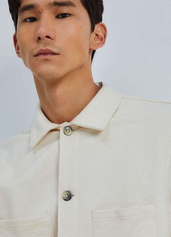 Hering - Camisa Masculina Manga Longa Texturizada Branco 4