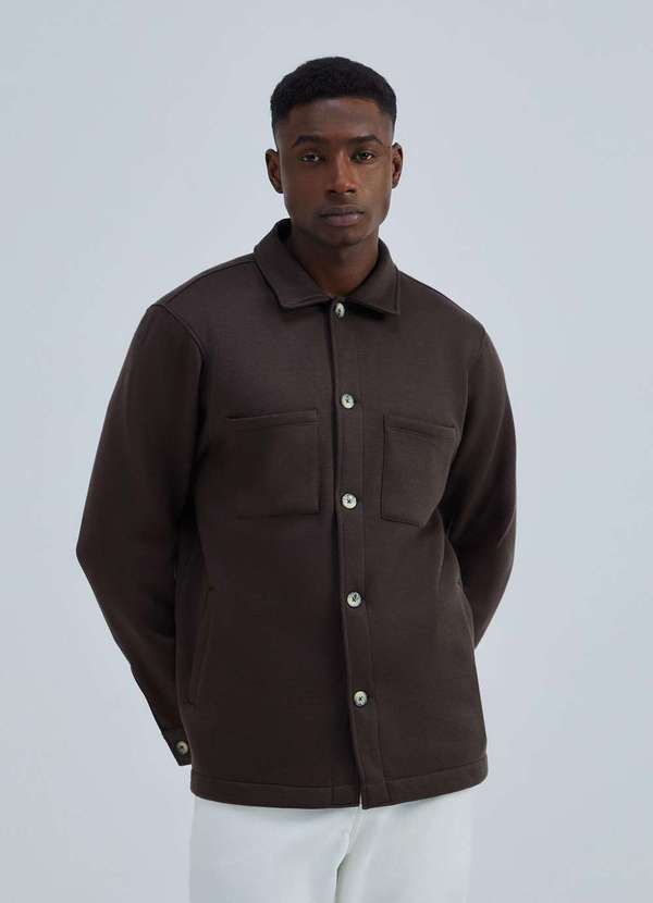 Hering - Camisa Masculina Manga Longa Texturizada Marrom